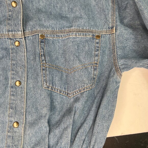 VTG Eddie Bauer Women's Denim Shirt Dress Size M Button-Front Long Sleeve Casual - Picture 3 of 11